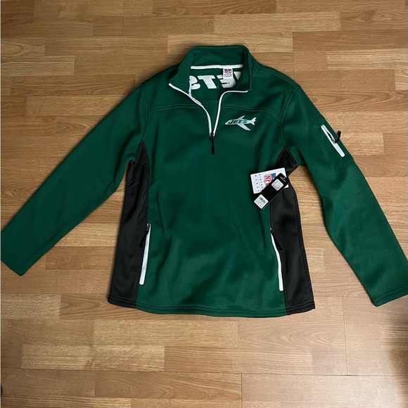 Vintage New York Jets Fleece Pullover NFL Active 1/4 Zip Jacket Pull Over Large - Picture 1 of 4